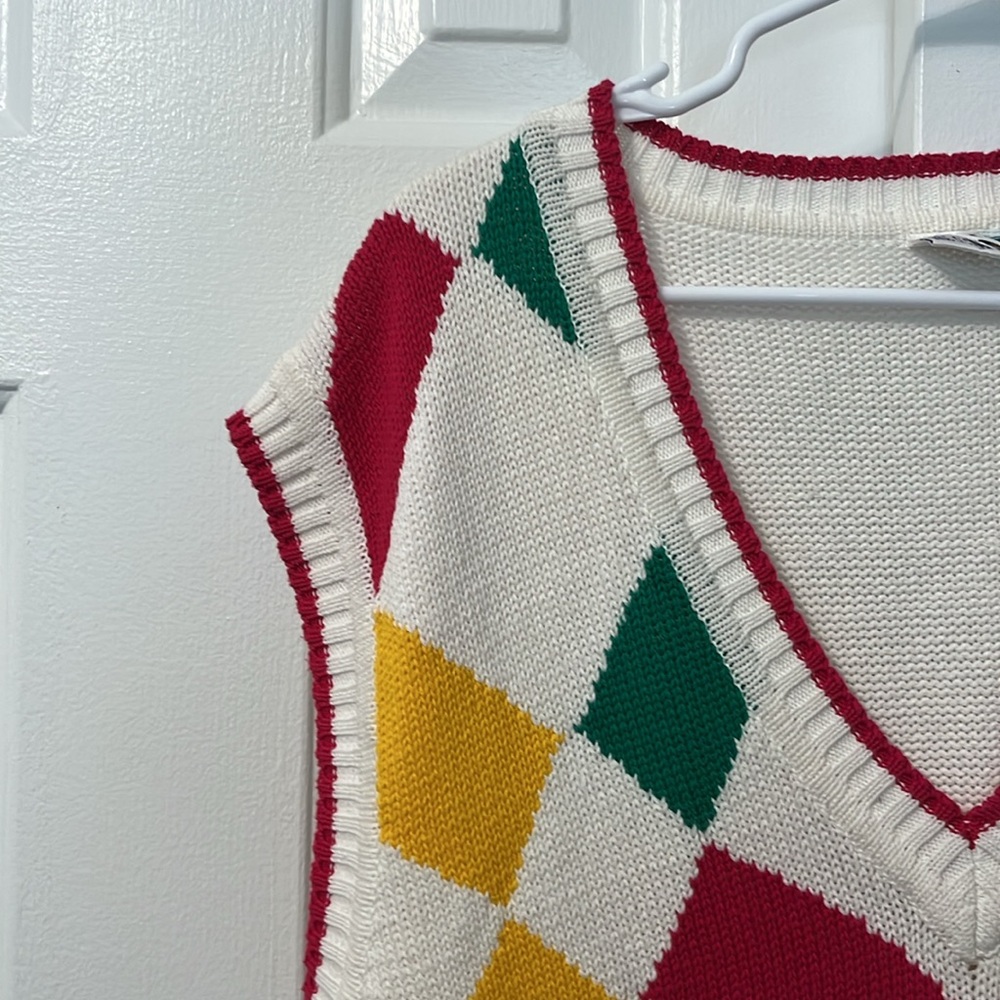Vintage Men’s Izod Lacoste Knit Vest Colorful Size L - Picture 4 of 7